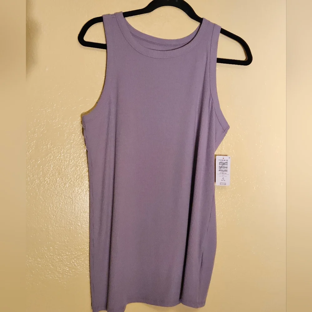Torrid Super Soft Ribbed High Neck Tank Top in Dusk Size 1X NWT - Picture 8 of 13